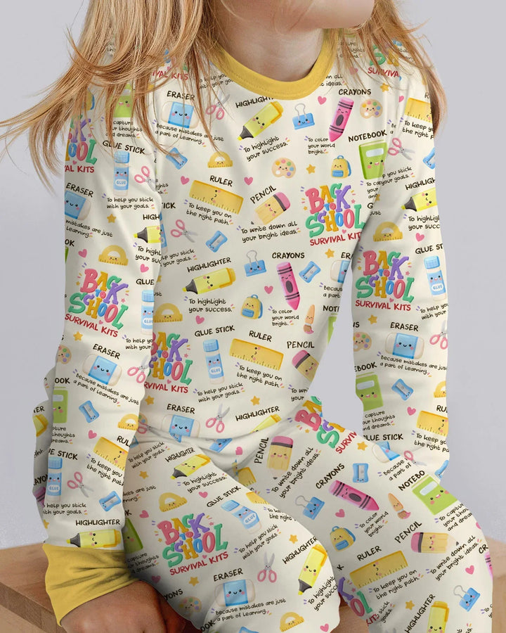 Back To School Survival Kit Bamboo Two Piece Long Sleeve Pajama Set