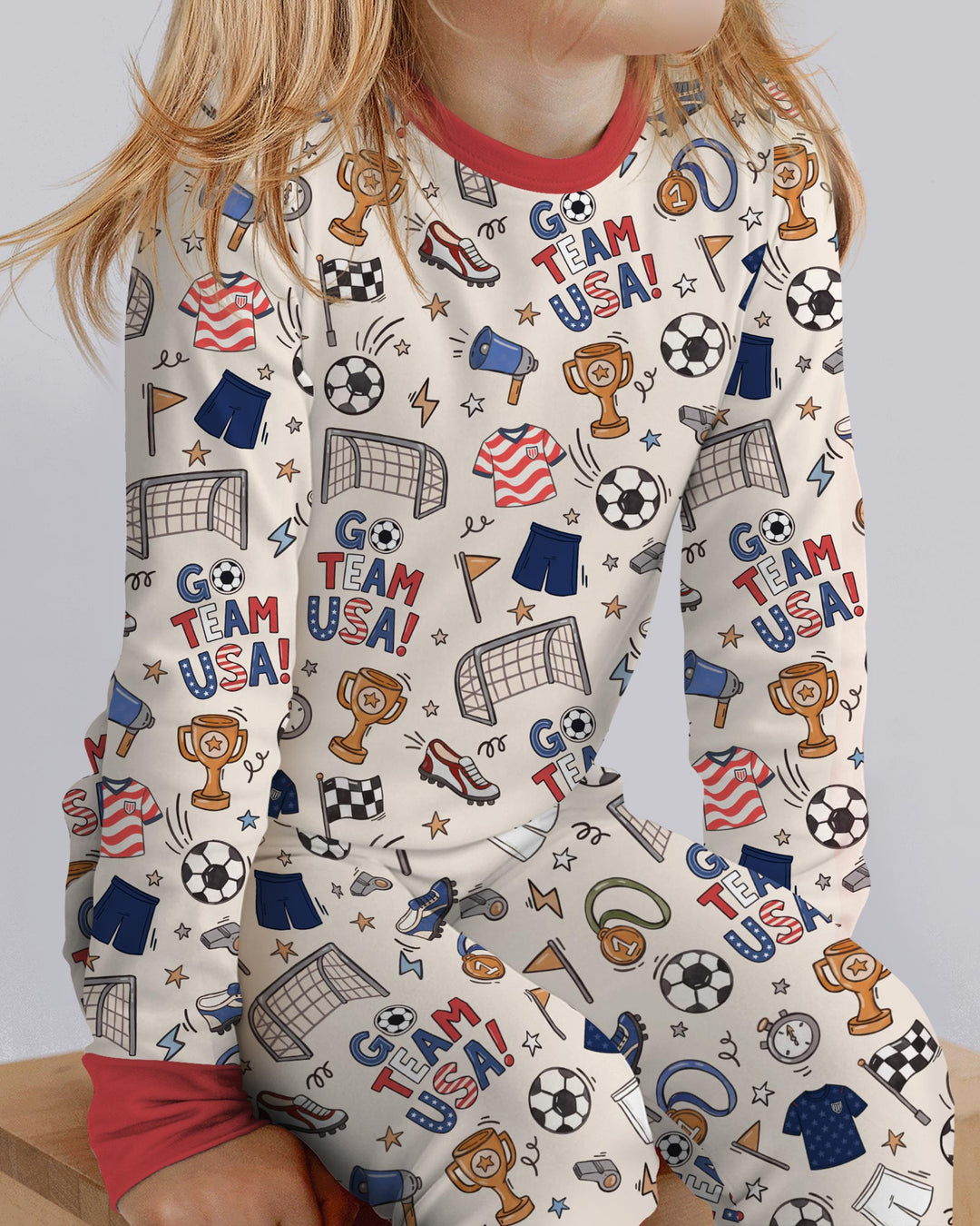 Soccer Go Team USA Bamboo Two Piece Long Sleeve Pajama Set