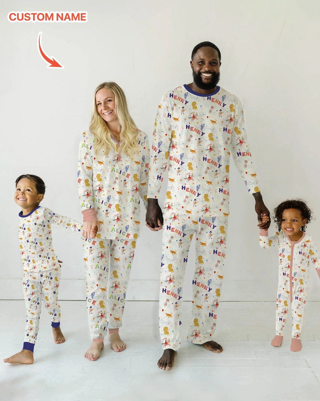 Custom Name Circus Toile Bamboo Men's Pajama Set