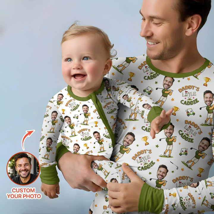 Custom Photo Daddy's Little Caddie Daddy & Me Matching Bamboo Shorty Zippy