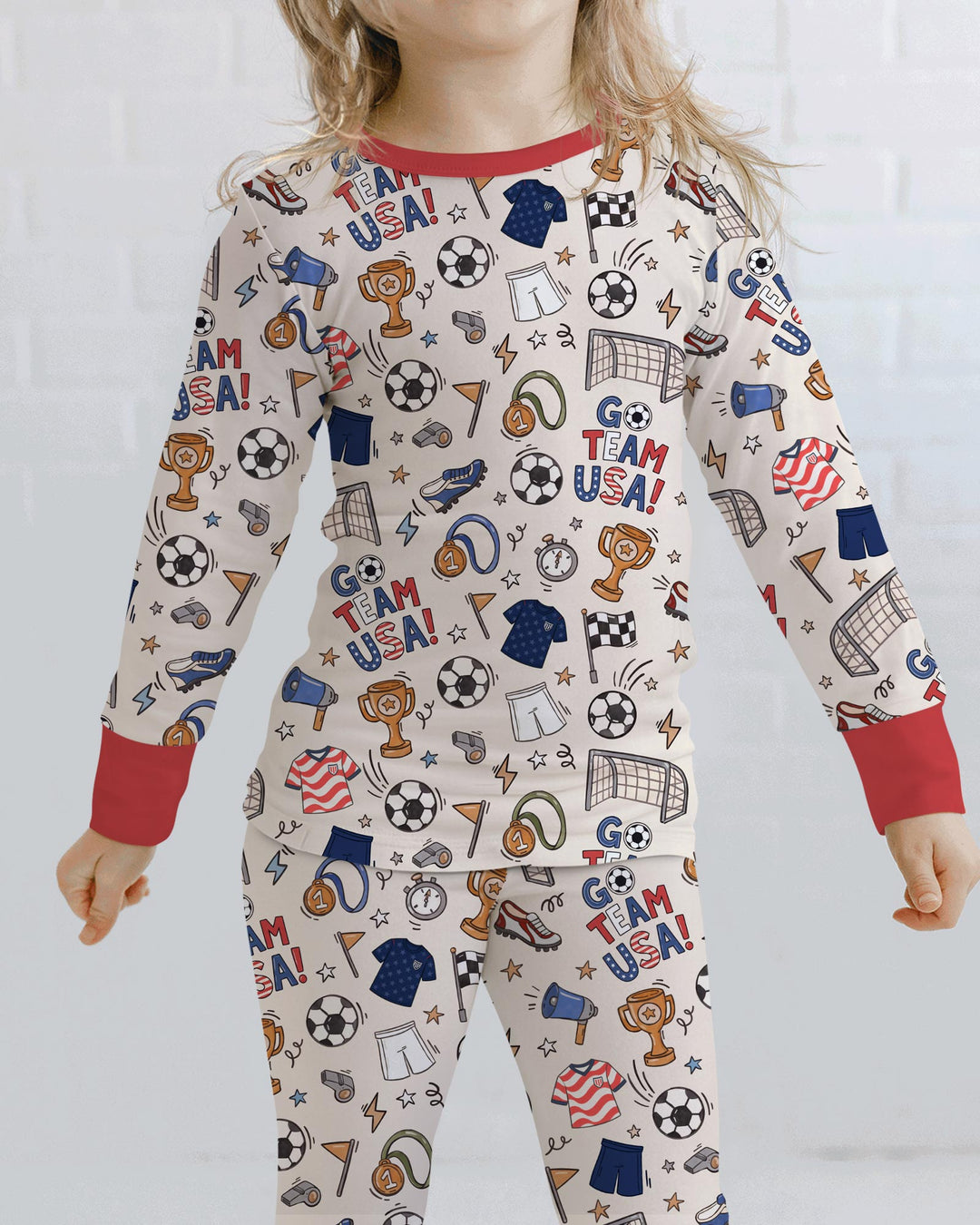 Soccer Go Team USA Bamboo Two Piece Long Sleeve Pajama Set