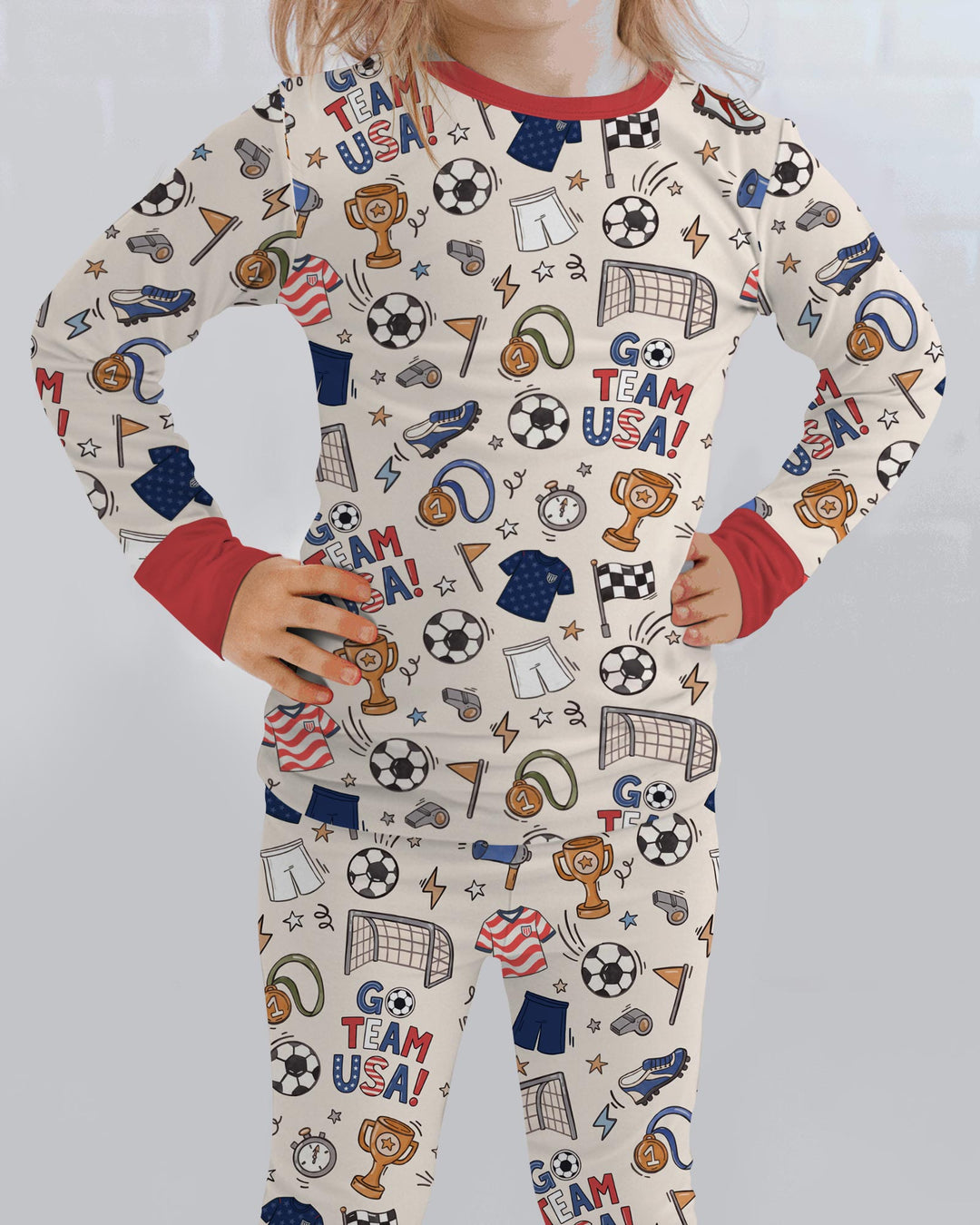 Soccer Go Team USA Bamboo Two Piece Long Sleeve Pajama Set