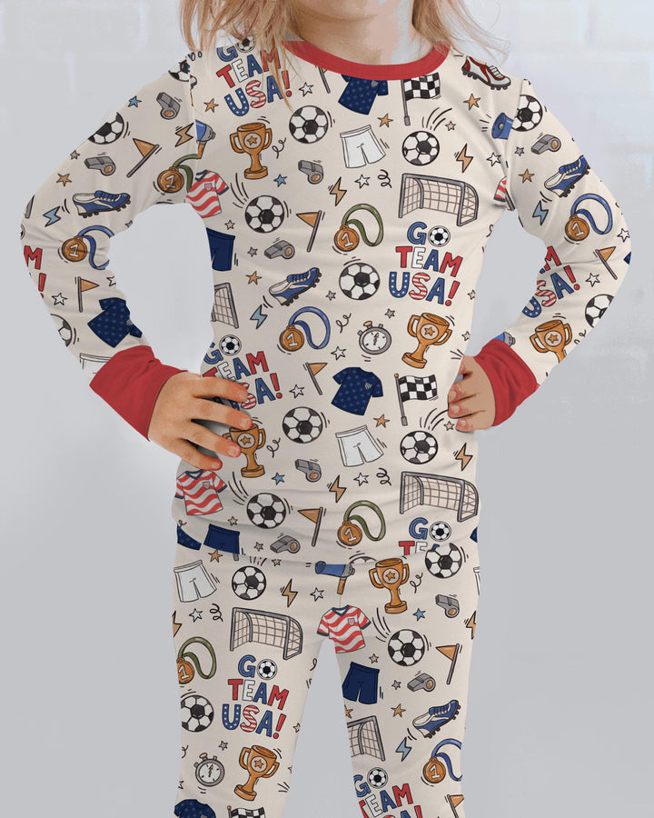 Soccer Go Team USA Bamboo Two Piece Long Sleeve Pajama Set