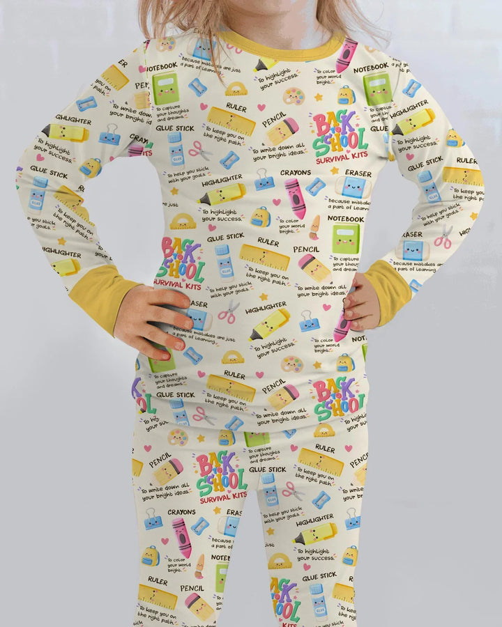 Back To School Survival Kit Bamboo Two Piece Long Sleeve Pajama Set