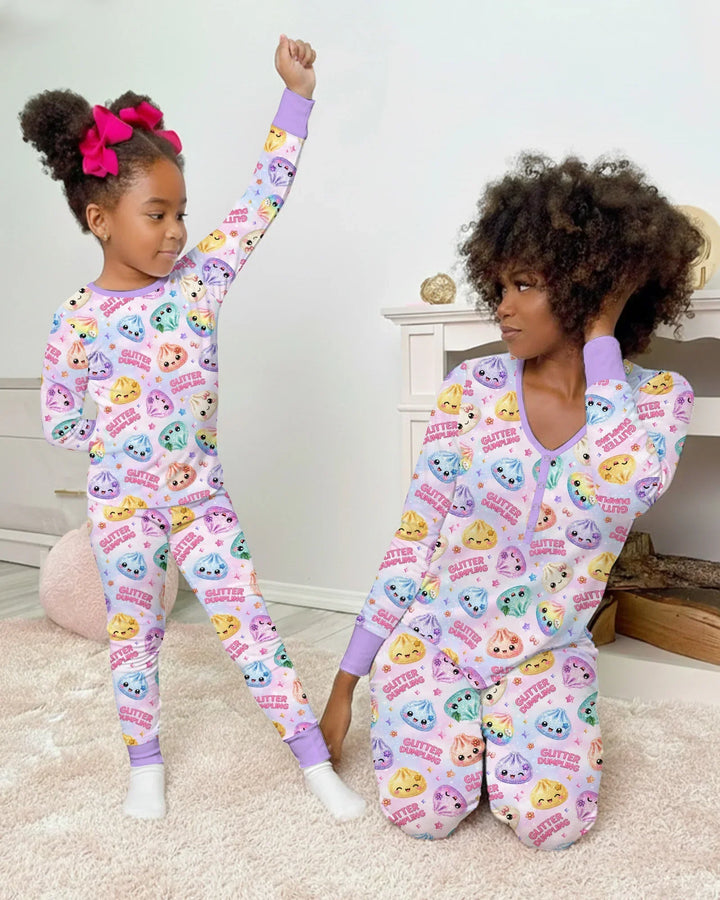 Glitter Dumpling Bamboo Two Piece Long Sleeve Pajama Set
