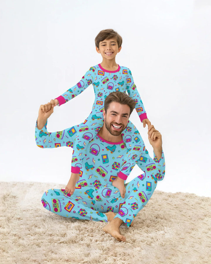 80s Retro Neon Bamboo Men's Pajama Set