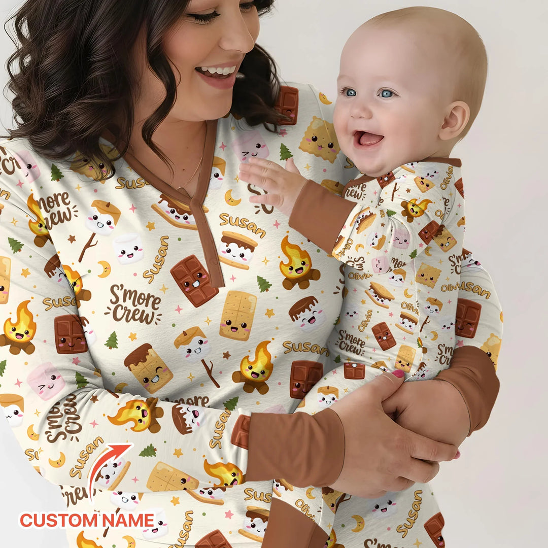 Custom Name Kawaii S'more Crew Family Matching Bamboo Convertible Zippy