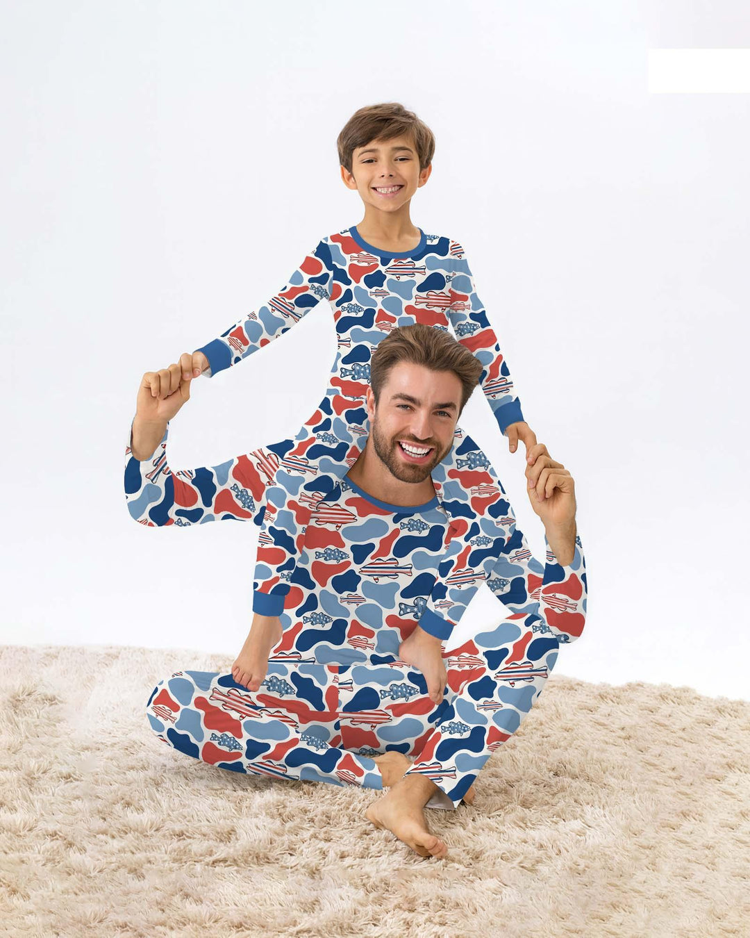 Pijama de bambú a juego Reel America papá e hijo para hombre