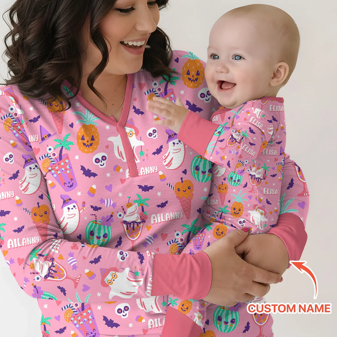 Summerween Doodles Bamboo Two Piece Short Sleeve Shorts Pajama Set