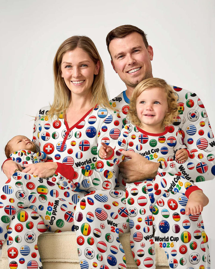 Soccer Cup All Country Balls Bamboo Two Piece Short Sleeve Pajama Set