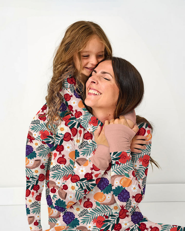 Pomegranate Blessings Night Family Matching Bamboo Two Piece Long Sleeve Pajama Set