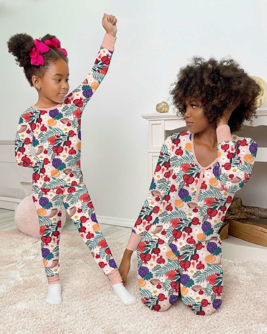 Pomegranate Blessings Night Family Matching Bamboo Women Pajama Set