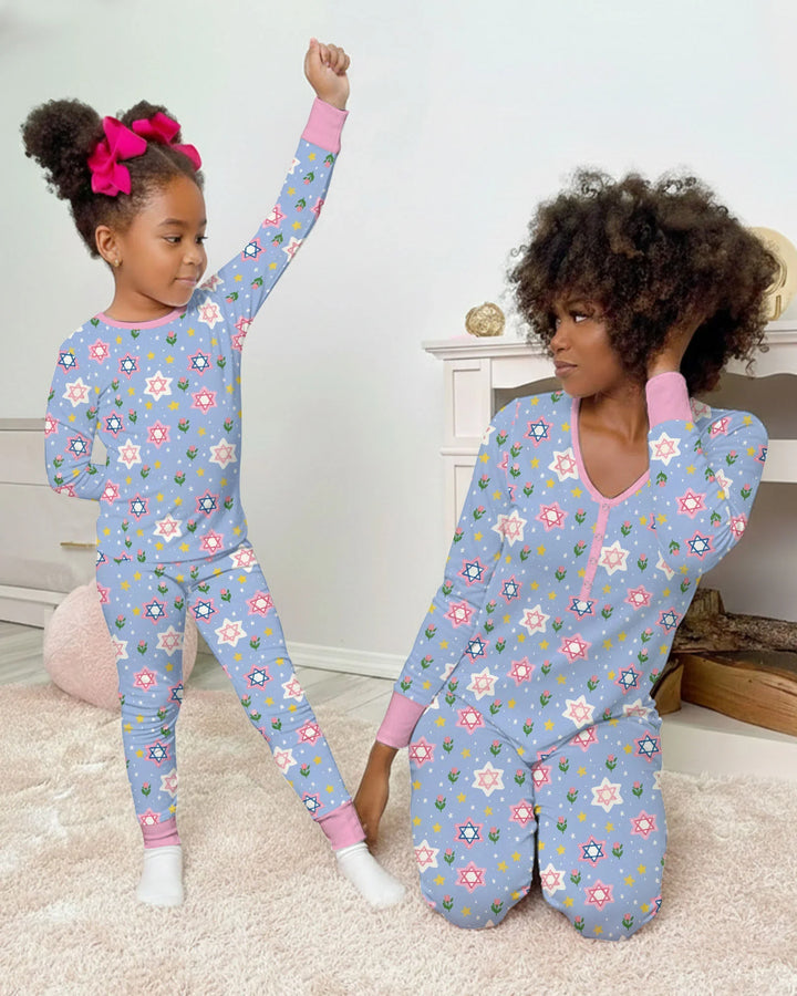 Zweiteiliges Langarm-Pyjama-Set mit Sommerfrüchten