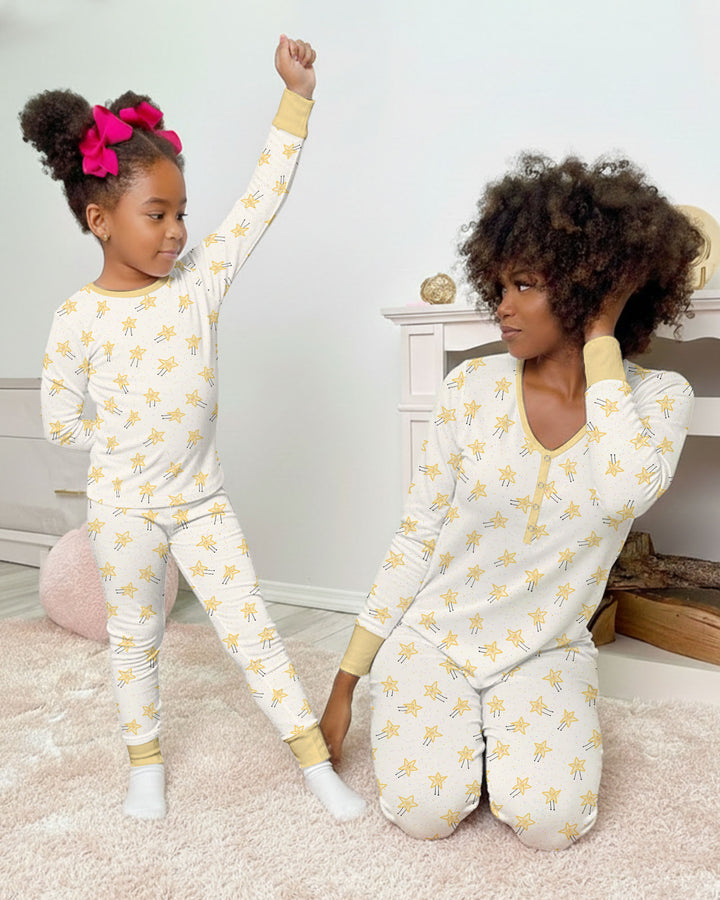 Happy Little Stars Family Matching Bamboo Two Piece Long Sleeve Pajama Set