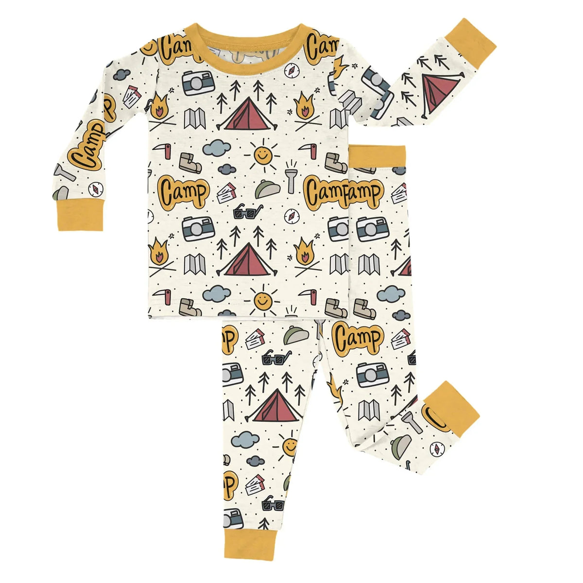 Yellow Camping Bamboo Two Piece Pajama Set – Zumbamboo