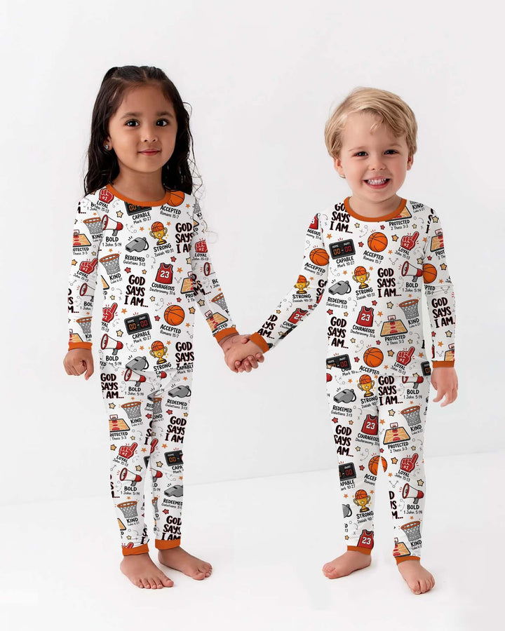 Basketball God Says I Am Bamboo Two Piece Short Sleeve Shorts Pajama Set