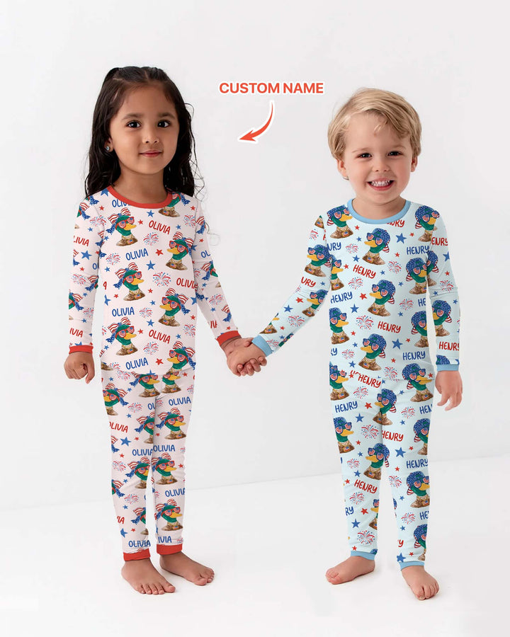 Zweiteiliges Langarm-Pyjama-Set mit Sommerfrüchten
