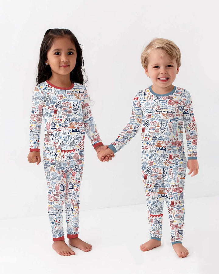Liberty Doodle 250th Family Matching Bamboo Two Piece Long Sleeve Pajama Set