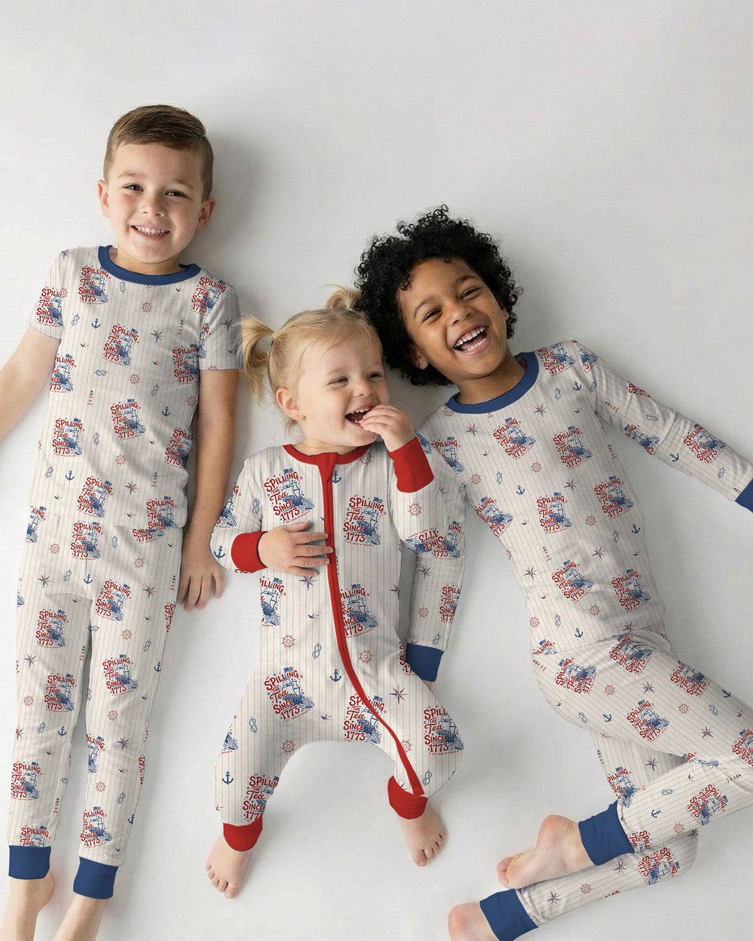 Spilling The Tea Since 1773 Family Matching Bamboo Two Piece Short Sleeve Pajama Set