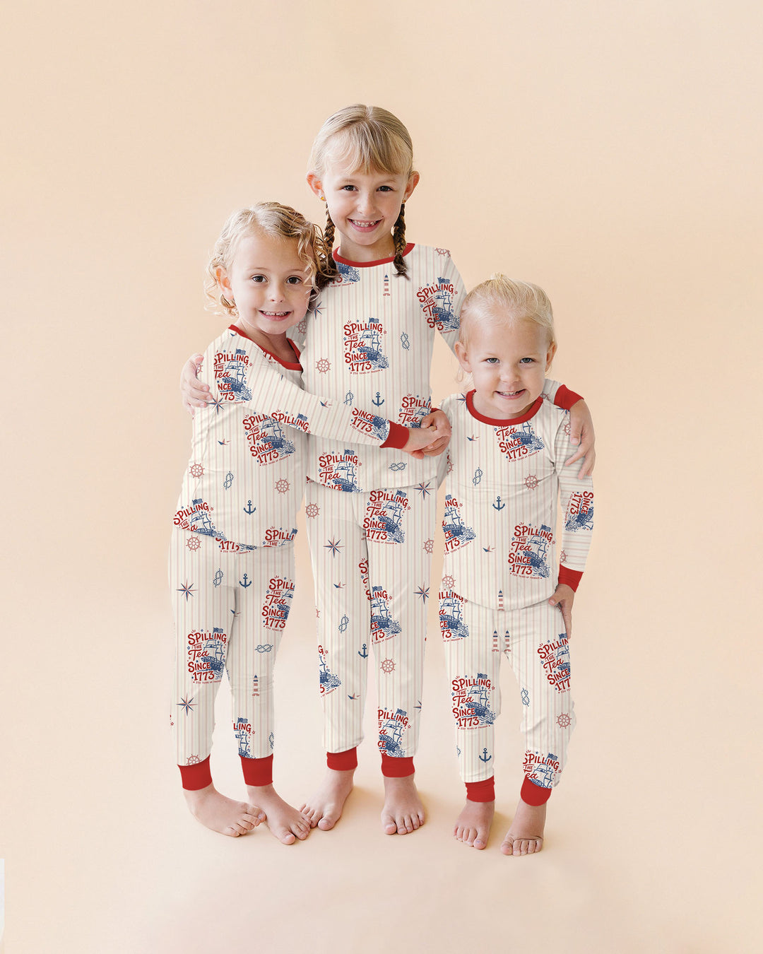Spilling The Tea Since 1773 Family Matching Bamboo Two Piece Long Sleeve Pajama Set