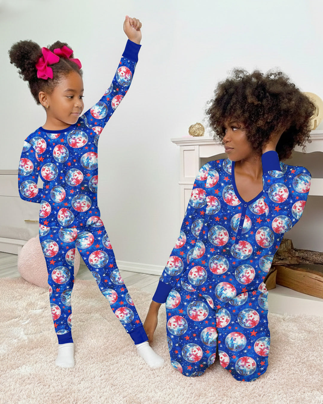 USA Disco Balls Bamboo Two Piece Short Sleeve Pajama Set