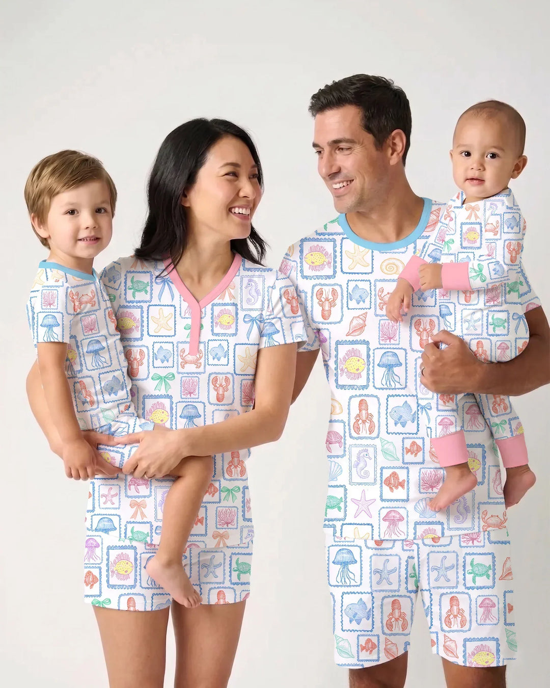 Coastal Treasures Family Matching Bamboo Men Short Sleeve Short Pajama Set