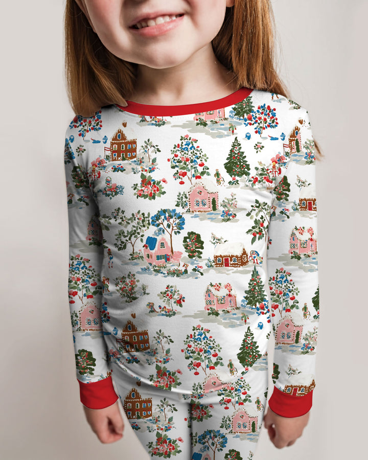 Christmas Village Winter Holiday Bamboo Two Piece Long Sleeve Pajama Set