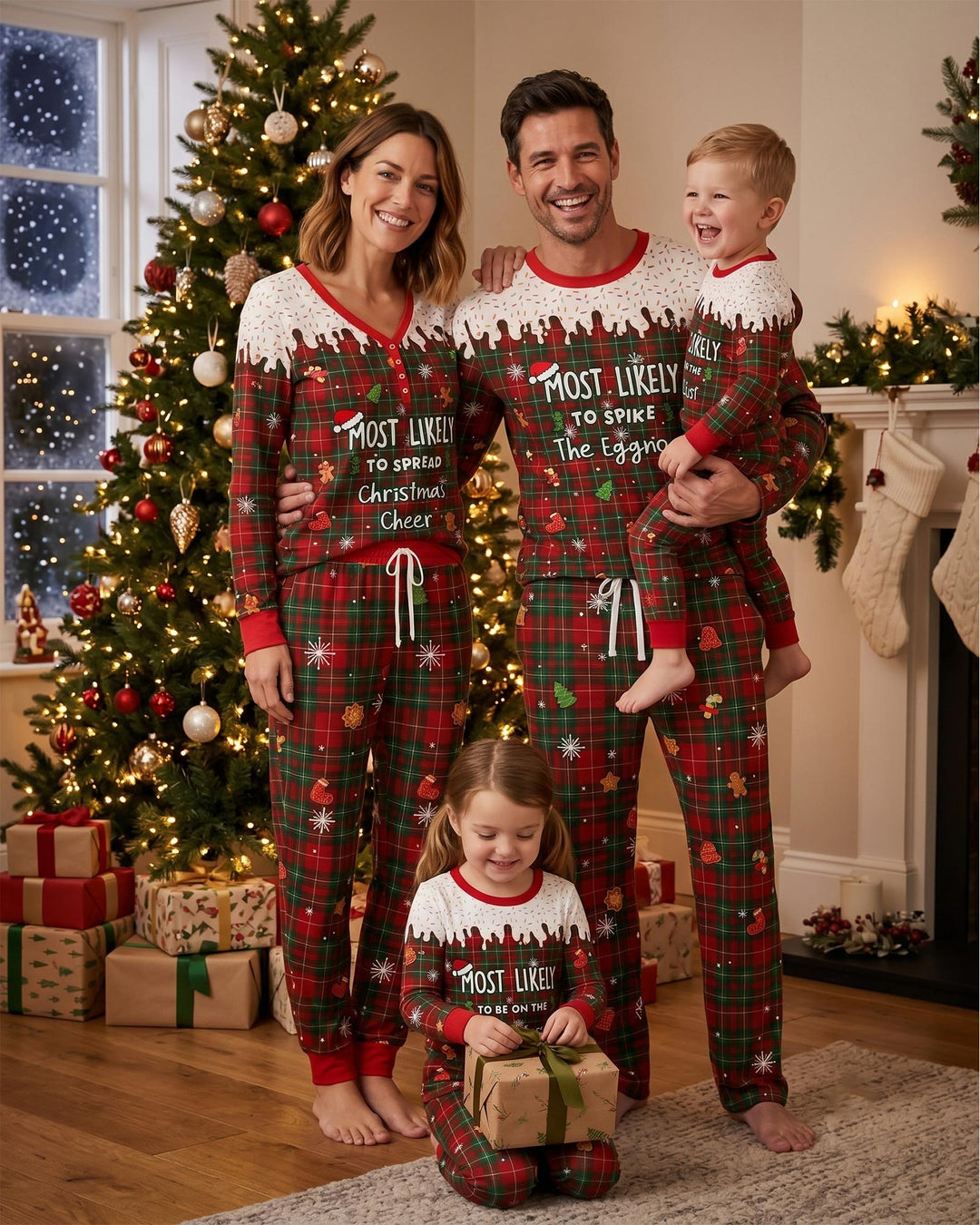Funny Christmas Family Matching Bamboo Two Piece Long Sleeve Pajama Set