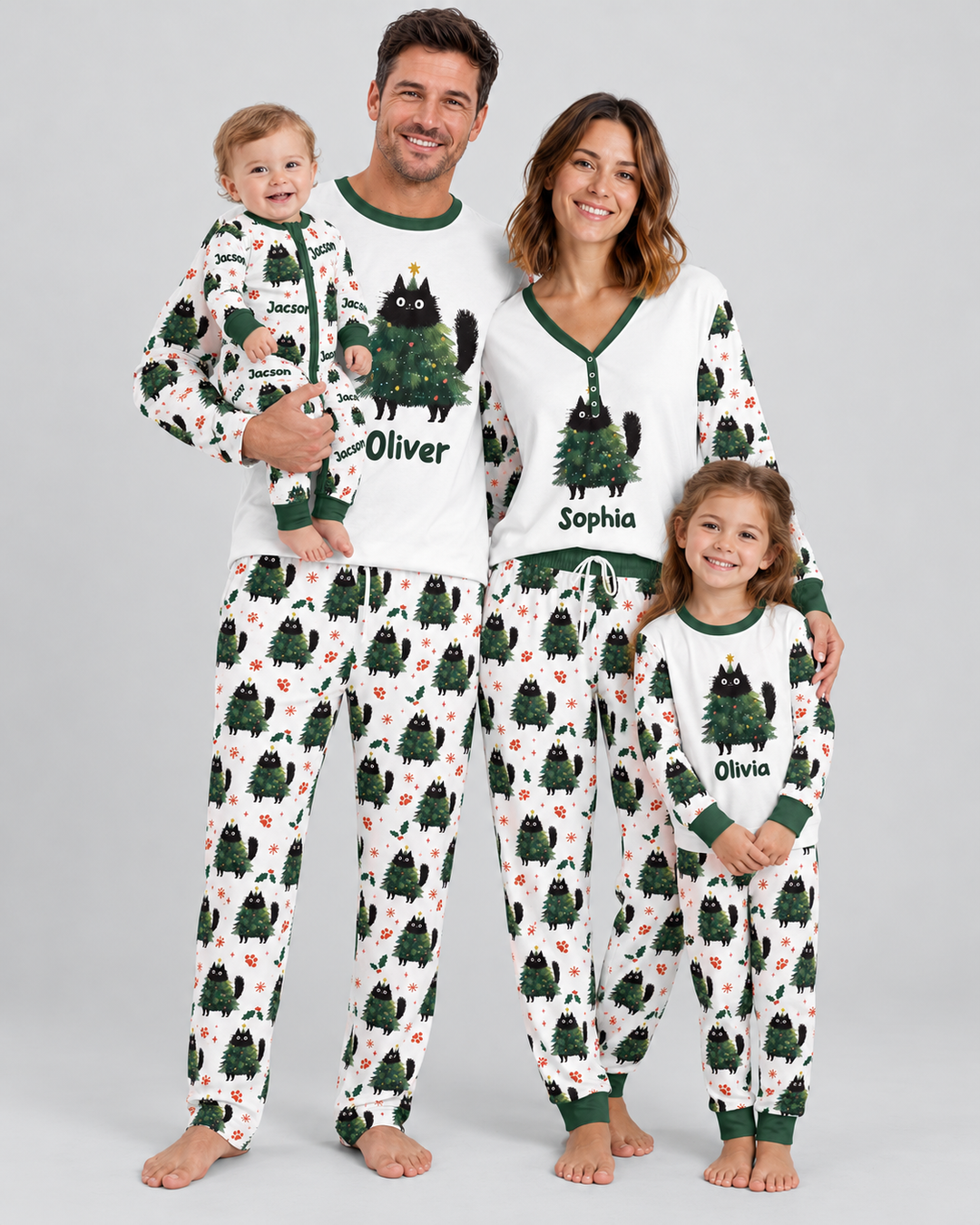 Custom Name Black Cat Christmas Bamboo Convertible Zippy