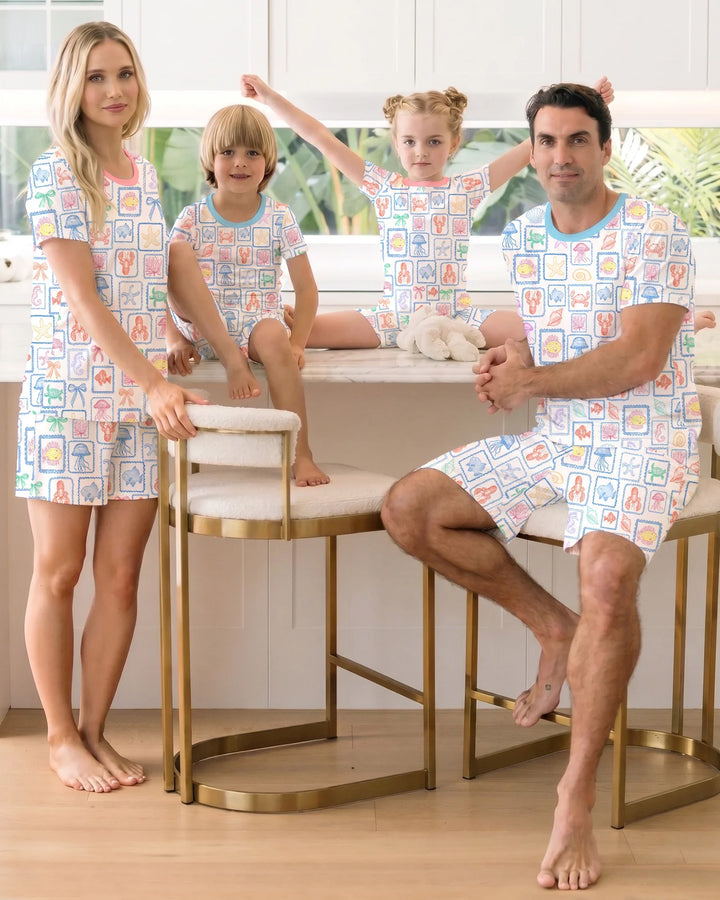 Coastal Treasures Family Matching Bamboo Women Short Sleeve Short Pajama Set