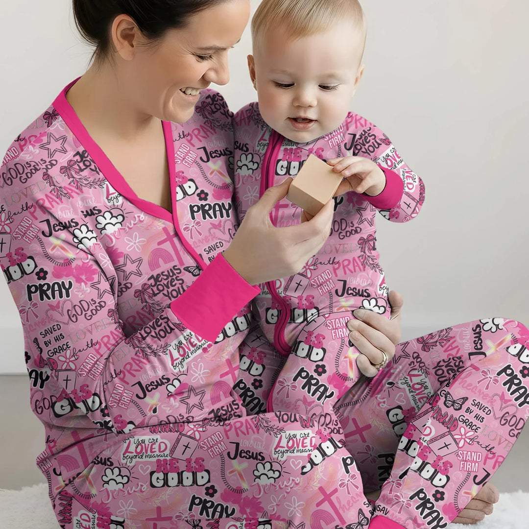 Plantilla de conjunto de pijama de mujer de bambú