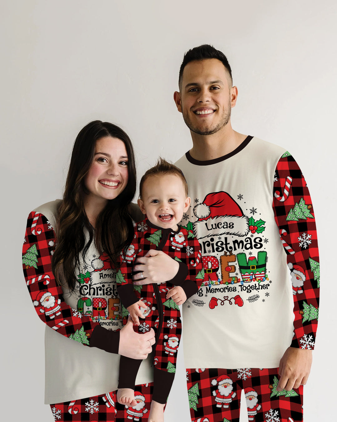 Custom Name Family Matching Christmas Crew Making Memories Together Bamboo Two Piece Long Sleeve Pajama Set