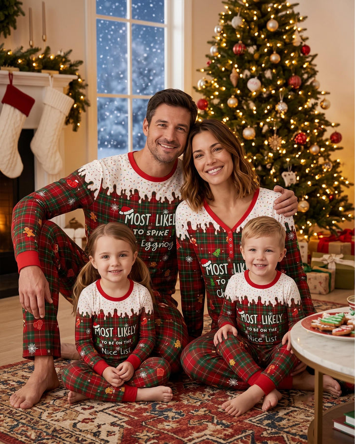 Funny Christmas Family Matching Bamboo Two Piece Long Sleeve Pajama Set