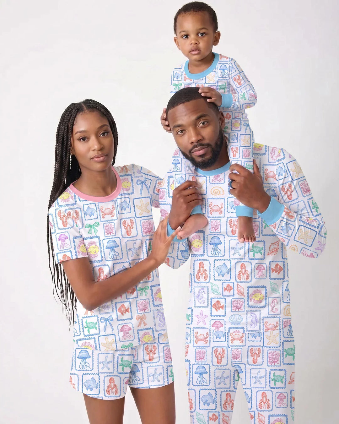 Coastal Treasures Family Matching Bamboo Women Short Sleeve Short Pajama Set