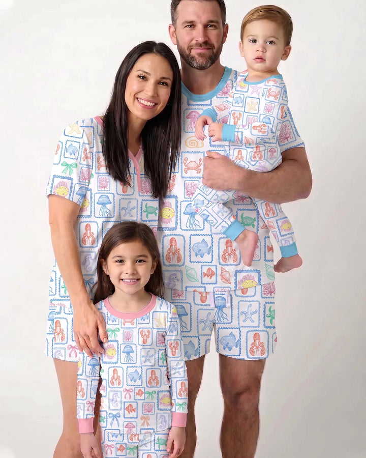 Coastal Treasures Family Matching Bamboo Women Short Sleeve Short Pajama Set
