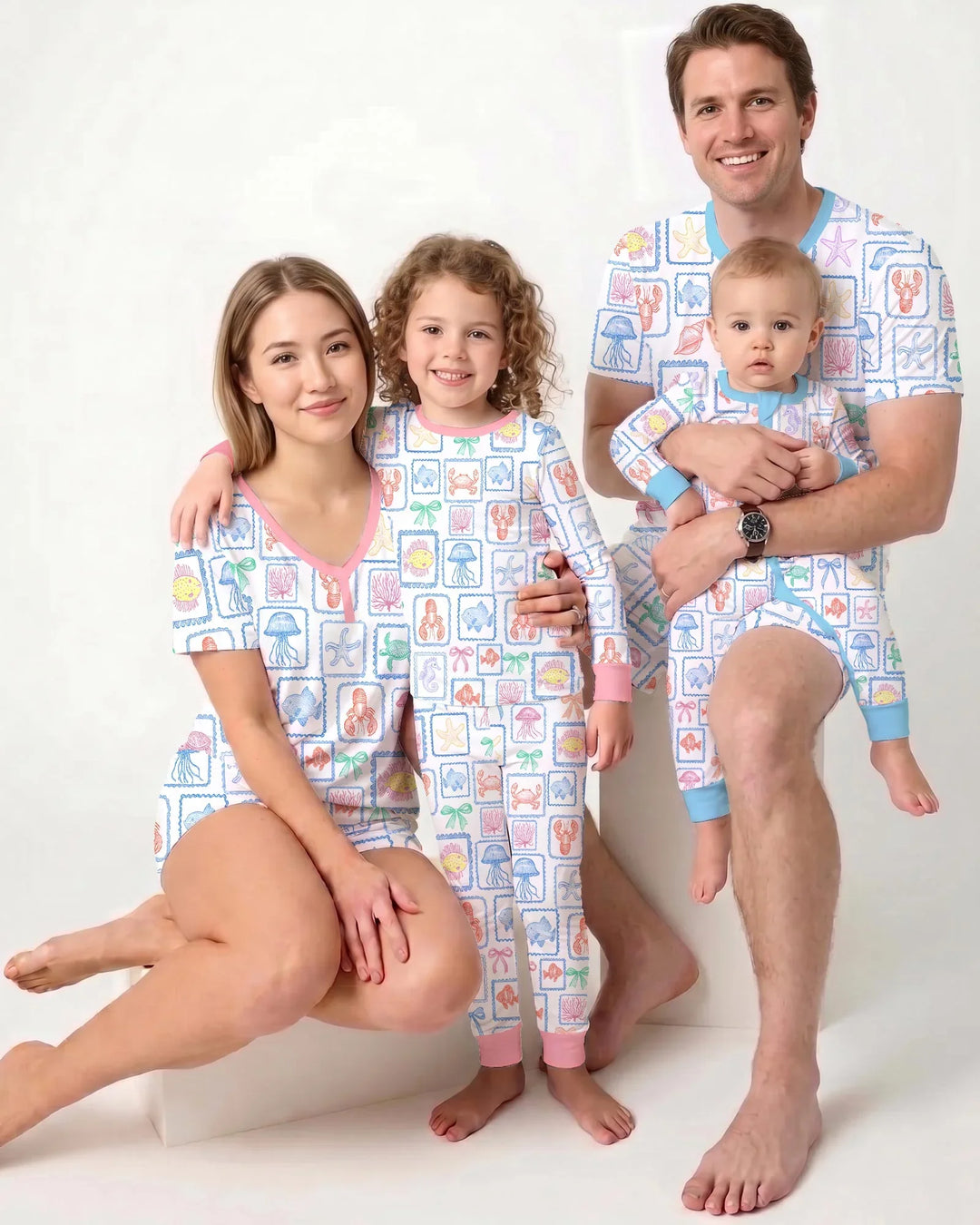 Coastal Treasures Family Matching Bamboo Women Short Sleeve Short Pajama Set