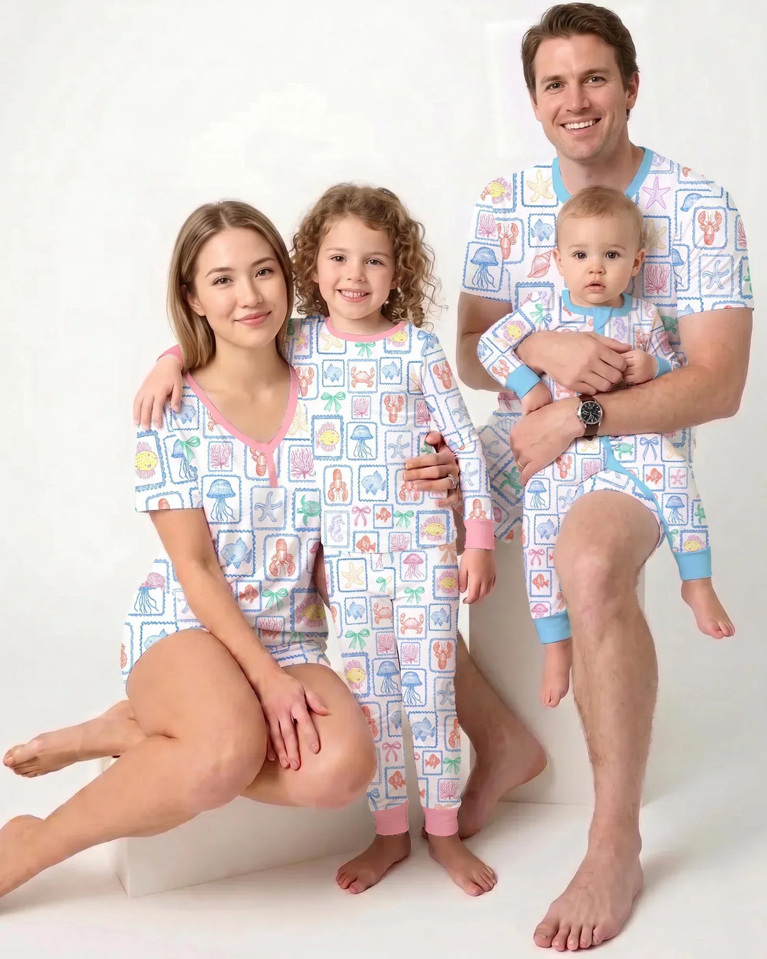 Coastal Treasures Family Matching Bamboo Men Short Sleeve Short Pajama Set