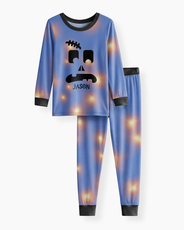 Glowing Pumpkin Bamboo Two Piece Long Sleeve Pajama Set