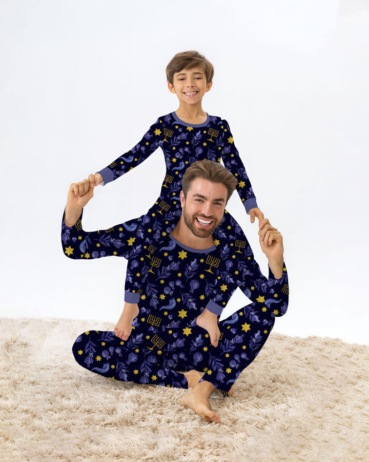 Rosh Hashanah Night Family Matching Bamboo Two Piece Long Sleeve Pajama Set