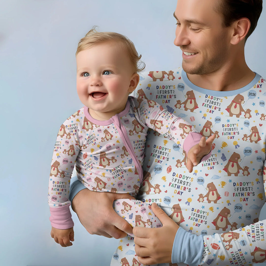 First Father's Day Daddy Bear Family Matching Bamboo Men's Pajama Set