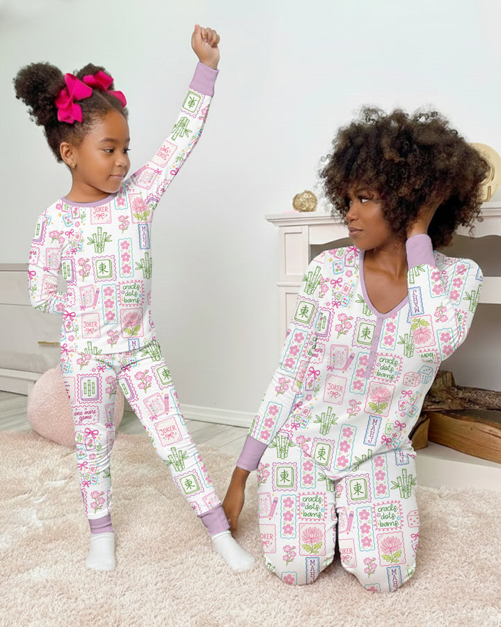 Cracks, Dots & Bams Mommy & Me Matching Bamboo Two Piece Long Sleeve Pajama Set
