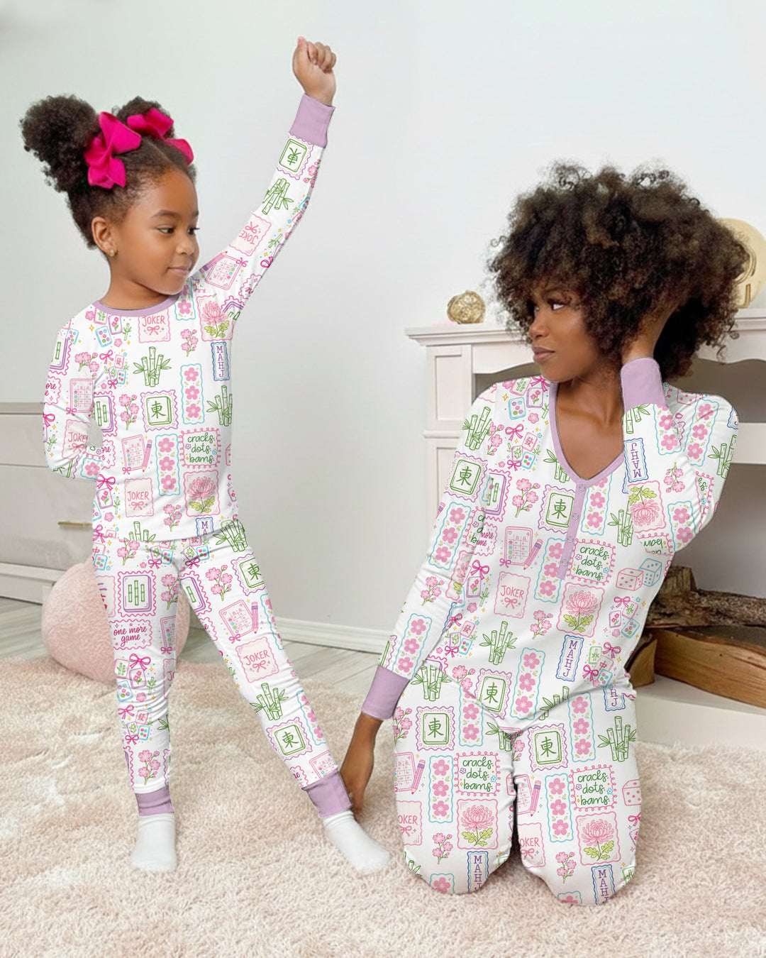 Cracks, Dots & Bams Mommy & Me Matching Bamboo Women Pajama Set