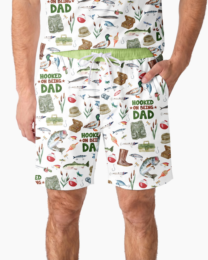 Hooked The Best Dad Daddy & Me Matching Bamboo Men Short Sleeve Short Pajama Set