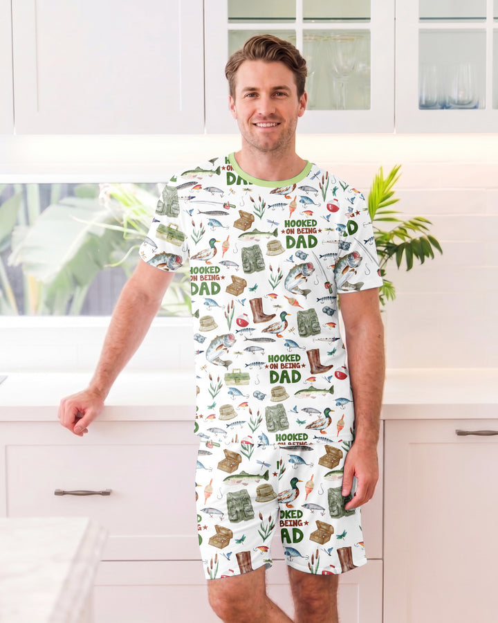 Hooked The Best Dad Daddy & Me Matching Bamboo Men Short Sleeve Short Pajama Set