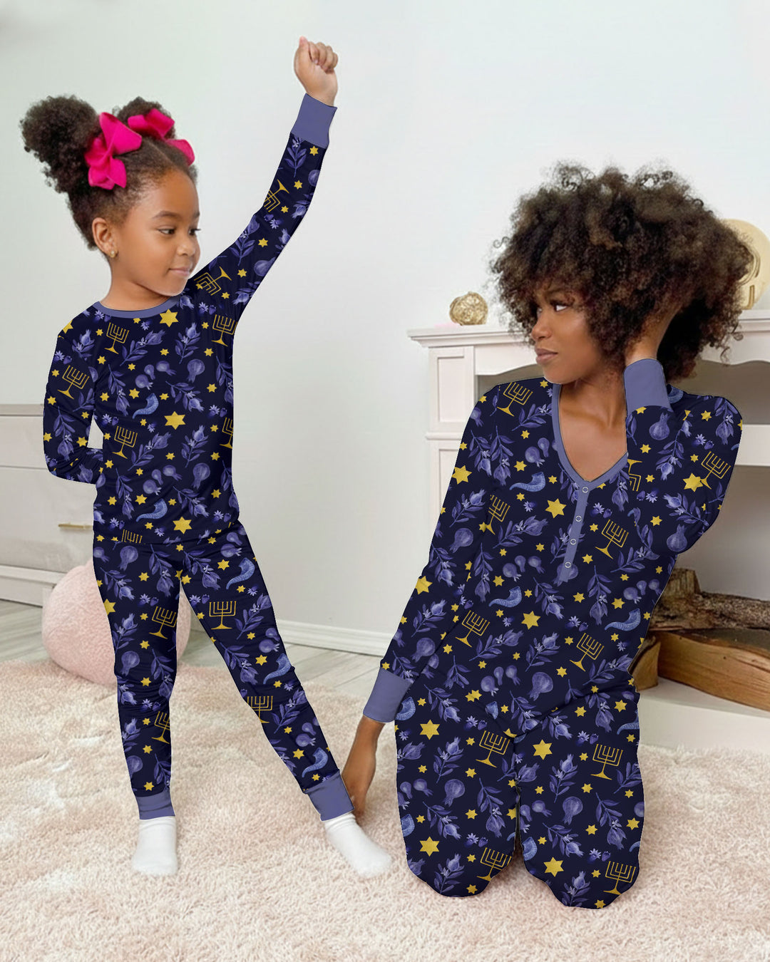Rosh Hashanah Night Family Matching Bamboo Two Piece Long Sleeve Pajama Set