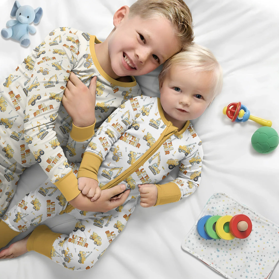 Custom Construction Matching Sibling Bamboo Two Piece Long Sleeve Pajama Set