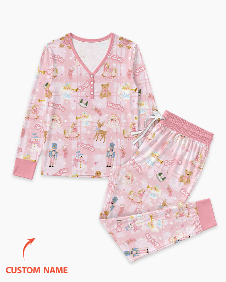 Custom Name Winter Wonderland Bamboo Women Pajama Set