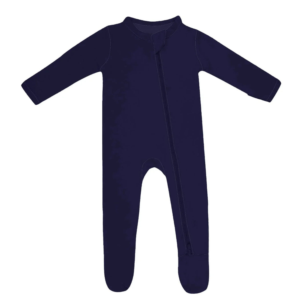 Zippered Footie Romper In Cetacean Blue - Zumbamboo