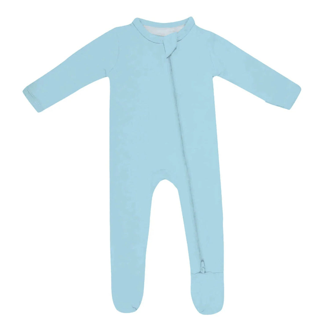 Zippered Footie Romper In Light Blue - Zumbamboo