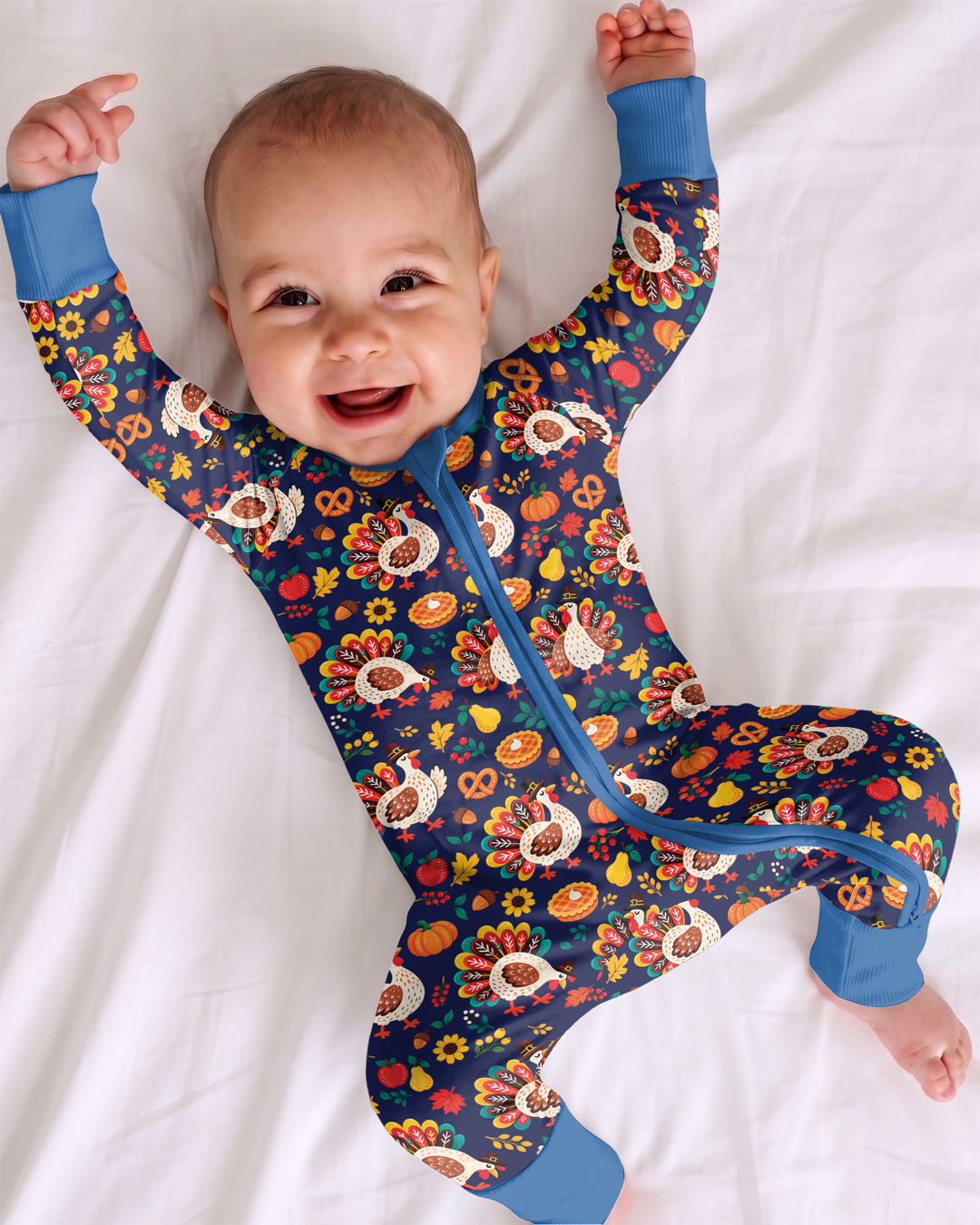 Festive Turkey Fall Harvest Bamboo Convertible Zippy